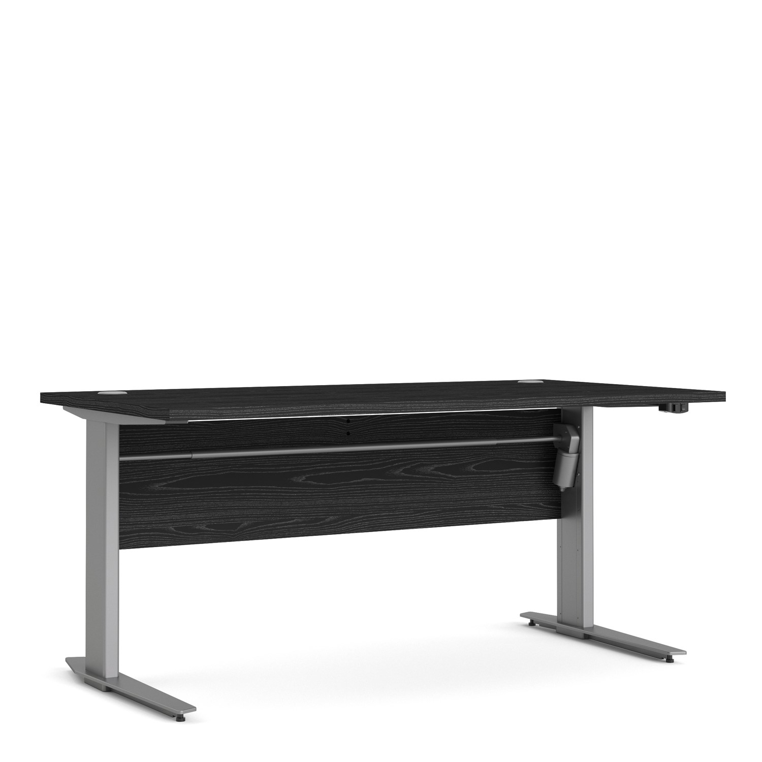 Read more about Black woodgrain and silver grey steel height adjustable desk with electric control prima